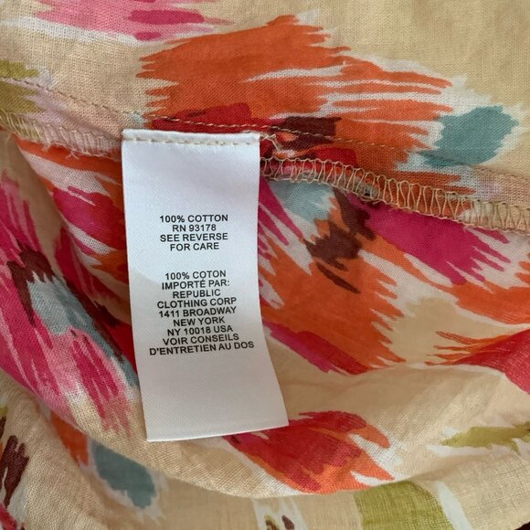 Elie Tahari Medium Floral Watercolor Flutter Sleeve 100% Cotton Blouse Top - Picture 7 of 8